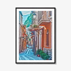 Impressão de pôster colorido da Calábria nº 2, arte de parede fotográfica da Calábria, decoração da Calábria, impressão de viagem da Calábria, pôster com mapa de ruas da Calábria, mapa da cidade