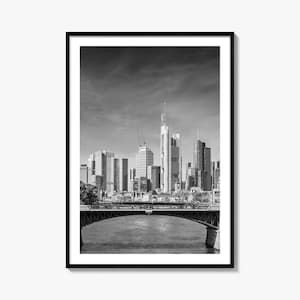 Impresión de póster fotográfico de Fráncfort del Meno, arte en blanco y negro de Fráncfort del Meno, fotografía de Fráncfort del Meno, viajes, póster de mapa