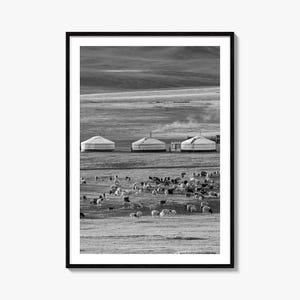 Mongolia Photo Poster Print, Mongolia Black and White Wall Art, Mongolia Wall Photography, Mongolia Travel, Mongolia Map Poster