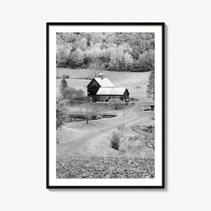New England Black White Fine Art Photo Print, Autumn Fall Foliage, Vermont Landscape Poster