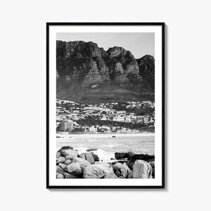 Kapstadt Foto Poster Nr. 3, Kapstadt Schwarzweiß Kunst, Kapstadt Wand Fotografie, Kapstadt Reise, Kapstadt Karte Poster