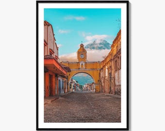 Antigua Guatemala Colorful Poster Print No 1, Antigua Guatemala Photo Art, Antigua Guatemala Decor, Travel Print, Street Map Poster