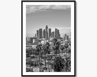 Los Angeles Skyline Schwarz Weiß Fine Art Photo Print, Down Down Beach, Kalifornien Poster