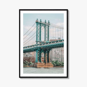 Impresión de póster colorido del puente de Manhattan n.º 1, arte fotográfico del puente de Manhattan, decoración del puente de Manhattan, impresión de viaje, póster de mapa de calles, mapa de la ciudad