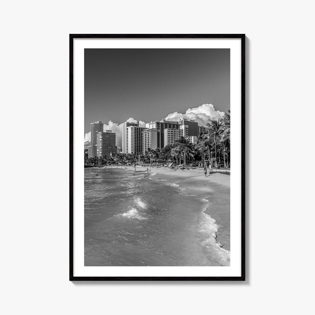 Honolulu Skyline Black and White Fine Art Photo Print, Waikiki Oahu ...