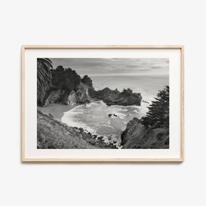 Big Sur Photo Poster Print Horizontal, Big Sur Black and White Wall Art, Big Sur Photography, Big Sur Travel, Big Sur Map Poster