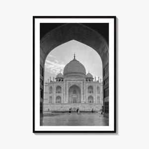 Taj Mahal Black and White Fine Art Photo Print, Agra India Poster