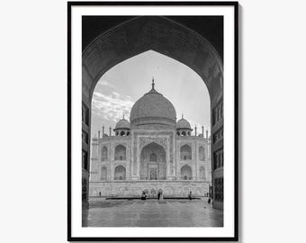 Taj Mahal zwart-wit Fine Art fotoprint, Agra India poster