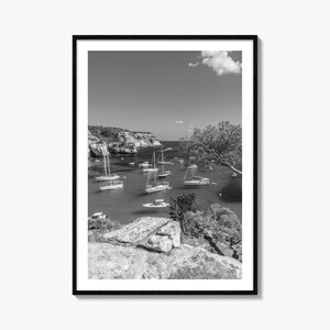 Stampa di poster fotografico di Minorca, arte murale in bianco e nero di Minorca, fotografia murale di Minorca, viaggio a Minorca, poster con mappa di Minorca