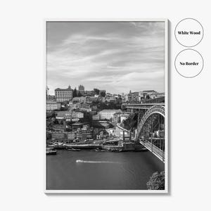 Porto Skyline schwarz weiss Fine Art Foto, der Douro Fluss Portugal Poster Bild 17