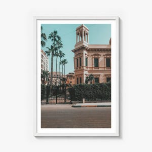 Alexandria Fine Art Photo Print, al-iskandariyah poster, white border in a white wood frame