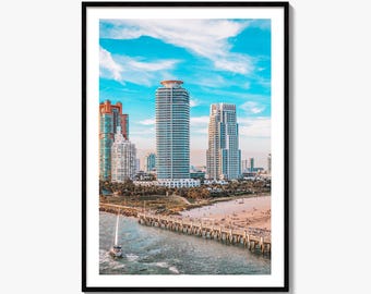 Impresión fotográfica de bellas artes de Miami Beach, South Pointe Park, Florida, póster para decoración de pared
