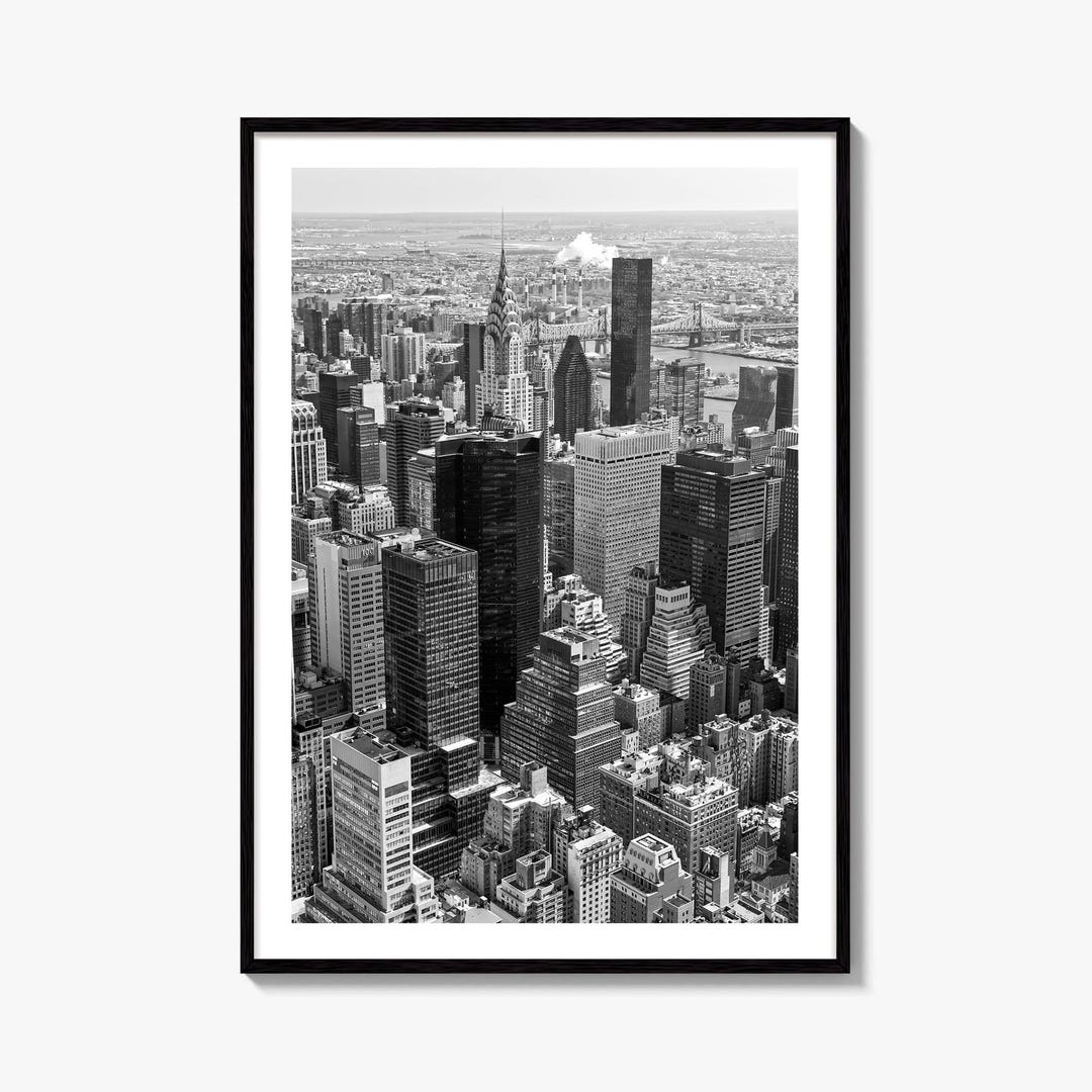 New York City Skyline Black and White Fine Art Photo Print, Manhattan ...