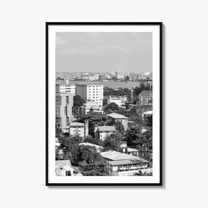 Impressão de pôster fotográfico de Lagos, Nigéria, arte de parede em preto e branco de Lagos, Nigéria, fotografia de parede de Lagos, Nigéria, viagem, pôster de mapa