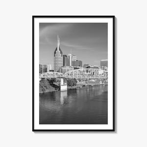 Nashville Photo Poster Print, Nashville Black and White Wall Art, Nashville Photography, Nashville Travel, Nashville Map Poster