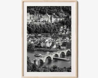 Heidelberg Photo Poster Print, Heidelberg Black and White Art, Heidelberg Photography, Heidelberg Travel, Heidelberg Map Poster