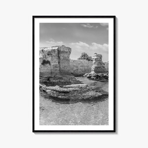 Stampa di poster con foto della Puglia, arte murale in bianco e nero della Puglia, fotografia murale della Puglia, viaggio in Puglia, poster con mappa della Puglia