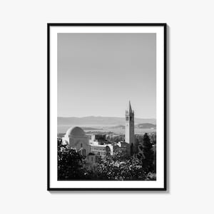 Berkeley Black and White Fine Art Photo Print, Sather Tower, Campanile, California, Wall Decor