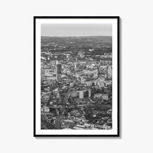 Manchester Engeland fotoposter print, Manchester Engeland zwart-witte muurkunst, Manchester fotografie, reizen, kaartposter