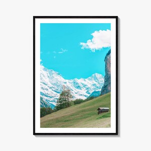 Lauterbrunnen kleurrijke posterafdruk nr. 3, Lauterbrunnen-fotokunst, Lauterbrunnen-decor, reisafdruk, Lauterbrunnen-stratenkaartposter