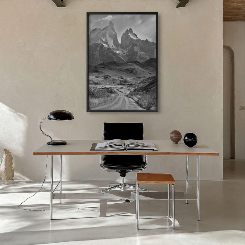 Torres del Paine Black and White Fine Art Photo Print, Patagonia Chile, Lake Pehoe image 11