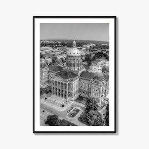 Iowa Photo Poster Print, Iowa Black and White Wall Art, Iowa Wall Photography, Iowa Travel, Iowa Map Poster