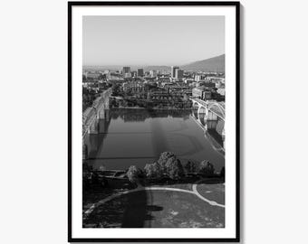Chattanooga Black and White Fine Art Photo Print, Tennessee, Walking Market Street Bridges