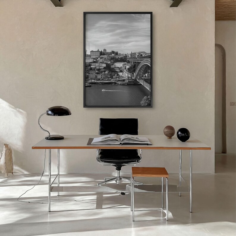 Porto Skyline schwarz weiss Fine Art Foto, der Douro Fluss Portugal Poster Bild 11