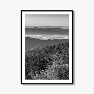 Great Smoky Mountains National Park Foto Poster Druck, Schwarz Weiß Wand Kunst, Fotografie, Reise, Karte Poster