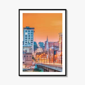 Impressão de pôster colorido de Youngstown, arte de parede com fotos de Youngstown, decoração de parede de Youngstown, impressão de viagem, pôster com mapa de ruas de Youngstown, mapa da cidade