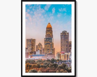 Charlotte Skyline Fine Art Photo Print, North Carolina Poster Wall Decor