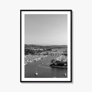Impresión de póster fotográfico de Dana Point, arte en blanco y negro de Dana Point, fotografía de Dana Point, viajes a Dana Point, póster con mapa de Dana Point
