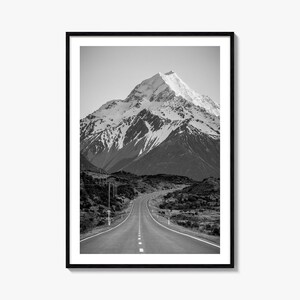 Neuseeland Foto Poster Druck, Neuseeland Schwarz - Weiß Wand Kunst, Neuseeland Fotografie, Neuseeland Reise, Karte Poster