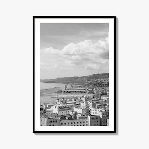 Trieste Black and White Fine Art Photo Print, Italy Panorama Wall Art Poster