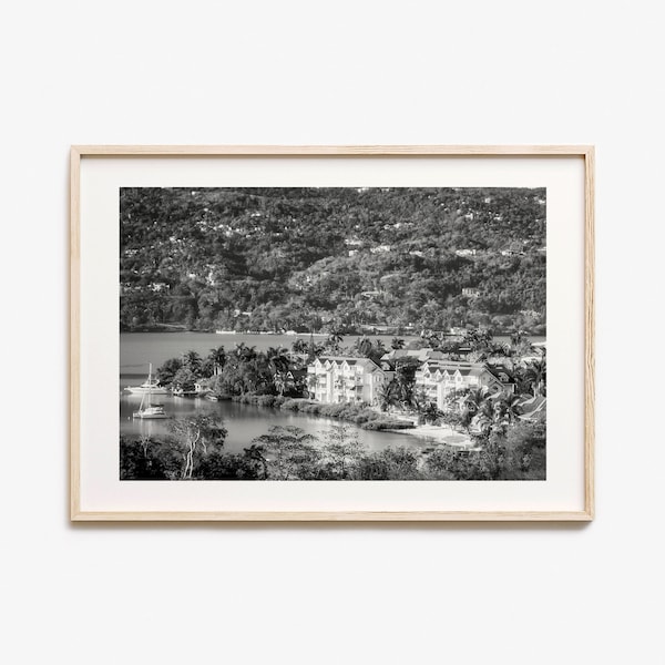 Jamaica Photo Poster Print Horizontal, Jamaica Black and White Wall Art, Jamaica Photography, Jamaica Travel, Jamaica Map Poster