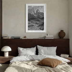 Torres del Paine Black and White Fine Art Photo Print, Patagonia Chile, Lake Pehoe image 4