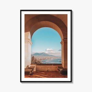 Napoli, Italia - Poster colorato n. 4, Foto da parete di Napoli, Decorazione da parete di Napoli, Stampa turistica di Napoli, Poster con mappa stradale di Napoli, Mappa della città