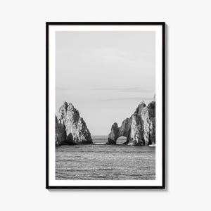 Cabo San Lucas Black and White Fine Art Photo Print, El Arco Mexico Poster