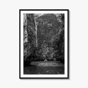 Phi Phi Inseln Foto Poster Druck, Phi Phi Inseln Schwarz und Weiß Wandkunst, Phi Phi Inseln Fotografie, Reise, Karte Poster