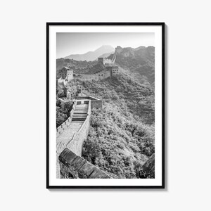 Impresión de póster fotográfico de China, arte mural en blanco y negro de China, fotografía mural de China, viajes a China, póster de mapa de China
