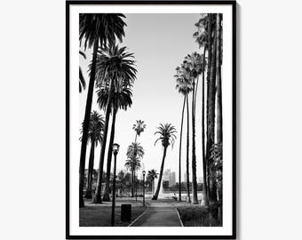 Svartvitt konstfototryck av Los Angeles skyline, Kalifornien-poster