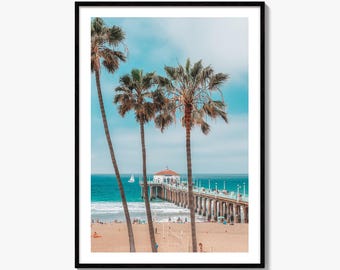 Manhattan Beach Fine Art Photo Print, Los Angeles, California, Palm Trees, Wall Decor, Poster