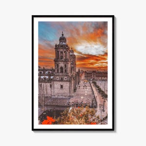 Stampa fotografica artistica di Città del Messico, poster della Cattedrale Metropolitana, decorazione murale dello Zócalo