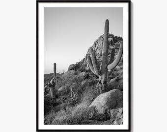 Scottsdale Black and White Fine Art Photo Print, Pinnacle Peak Poster, Arizona Wall Decor