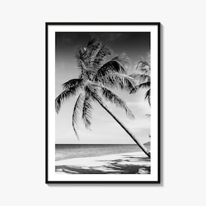 Thailand Schwarz Weiß Fine Art Photo Print, Tropischer Strand Wand Dekor Poster