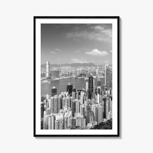 Hong Kong Photo Poster Print No 1, Hong Kong Schwarz-Weiß-Kunst, Hong Kong Fotografie, Hong Kong Reise, Hong Kong Karte Poster