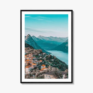 Impressão de pôster colorido de Lugano, arte de parede com foto de Lugano, decoração de parede de Lugano, impressão de viagem de Lugano, pôster com mapa de rua de Lugano, mapa da cidade