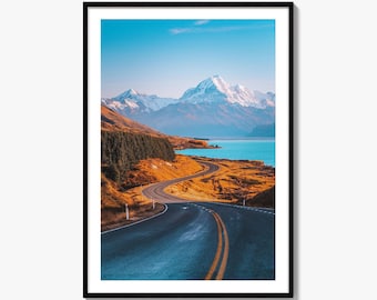 Mount Cook Fine Art fotoprint, Aoraki Nieuw-Zeeland, muurdecoratieposter Zuidereiland