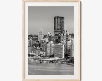 Pittsburgh Photo Poster Print No 1, Pittsburgh Black and White Wall Art, Pittsburgh Photography, Pittsburgh Travel, Map Poster