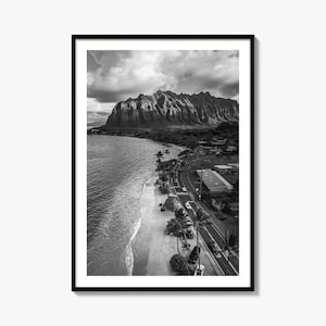 Oahu Poster Fotodruck No 3, Oahu Schwarzweiß, Wandkunst Oahu, Oahu Wandfotografie, Oahu Reise, Oahu Karte Poster